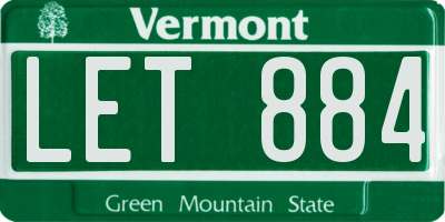 VT license plate LET884