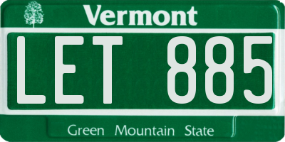 VT license plate LET885