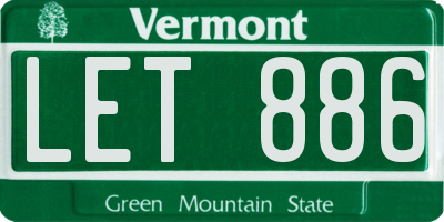 VT license plate LET886