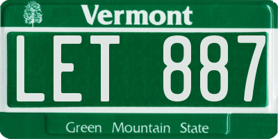 VT license plate LET887