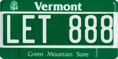 VT license plate LET888