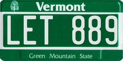 VT license plate LET889