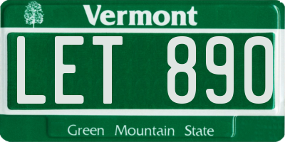 VT license plate LET890