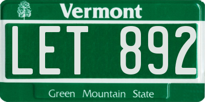 VT license plate LET892