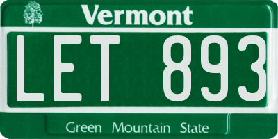 VT license plate LET893