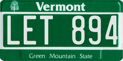 VT license plate LET894