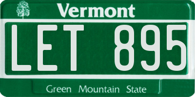 VT license plate LET895