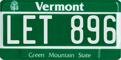 VT license plate LET896
