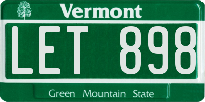 VT license plate LET898