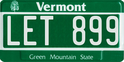 VT license plate LET899
