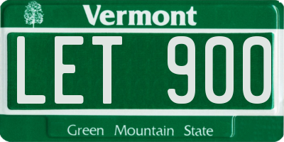 VT license plate LET900