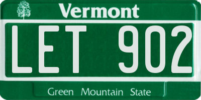 VT license plate LET902