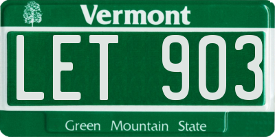 VT license plate LET903
