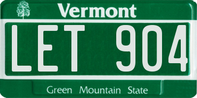 VT license plate LET904