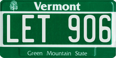 VT license plate LET906