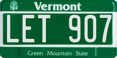 VT license plate LET907