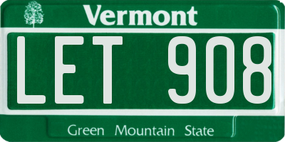 VT license plate LET908