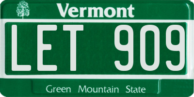 VT license plate LET909