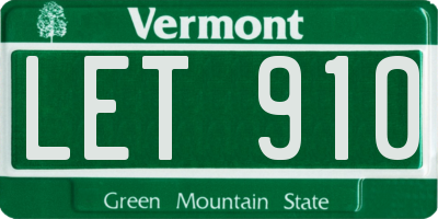 VT license plate LET910