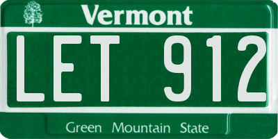 VT license plate LET912