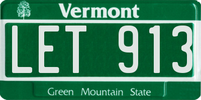 VT license plate LET913