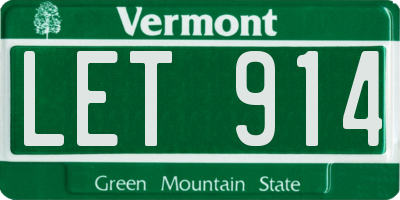 VT license plate LET914