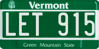 VT license plate LET915