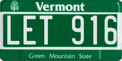 VT license plate LET916