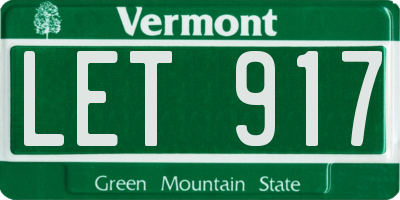 VT license plate LET917
