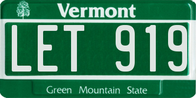 VT license plate LET919