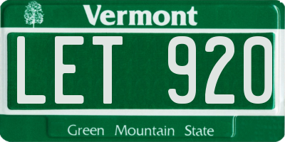 VT license plate LET920