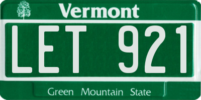 VT license plate LET921