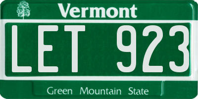 VT license plate LET923