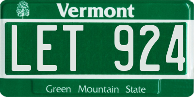 VT license plate LET924