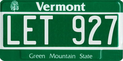 VT license plate LET927