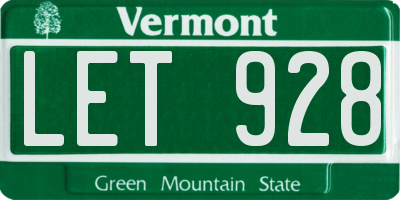 VT license plate LET928
