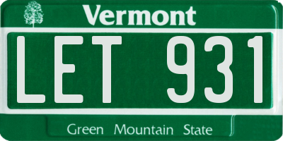 VT license plate LET931