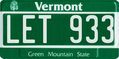 VT license plate LET933