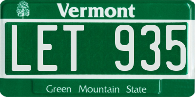 VT license plate LET935