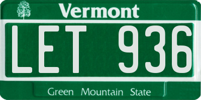 VT license plate LET936