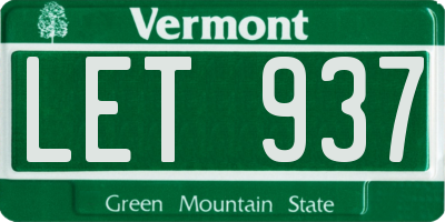 VT license plate LET937