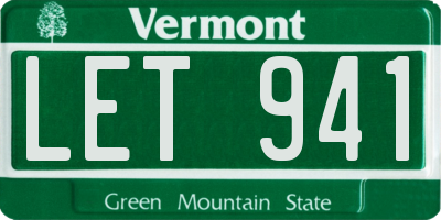 VT license plate LET941