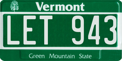 VT license plate LET943