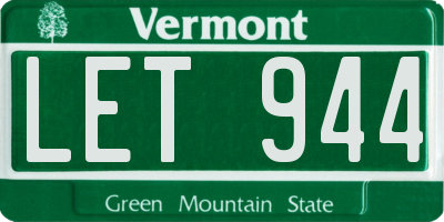 VT license plate LET944