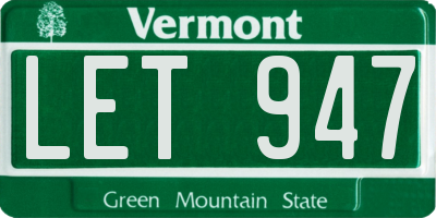 VT license plate LET947