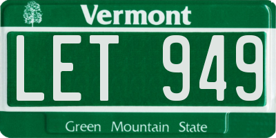 VT license plate LET949