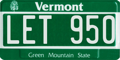 VT license plate LET950