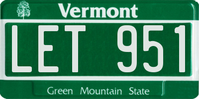 VT license plate LET951