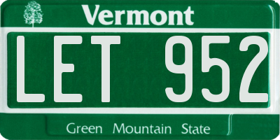 VT license plate LET952