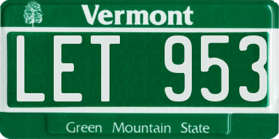 VT license plate LET953